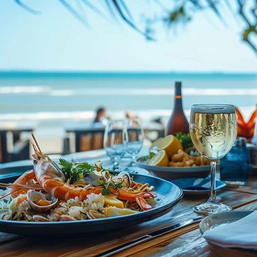 Restaurants, Dining, Things to do in Indialantic Florida - image of elegant seafood and wine outdoor dining near Windemere Inn by the Sea